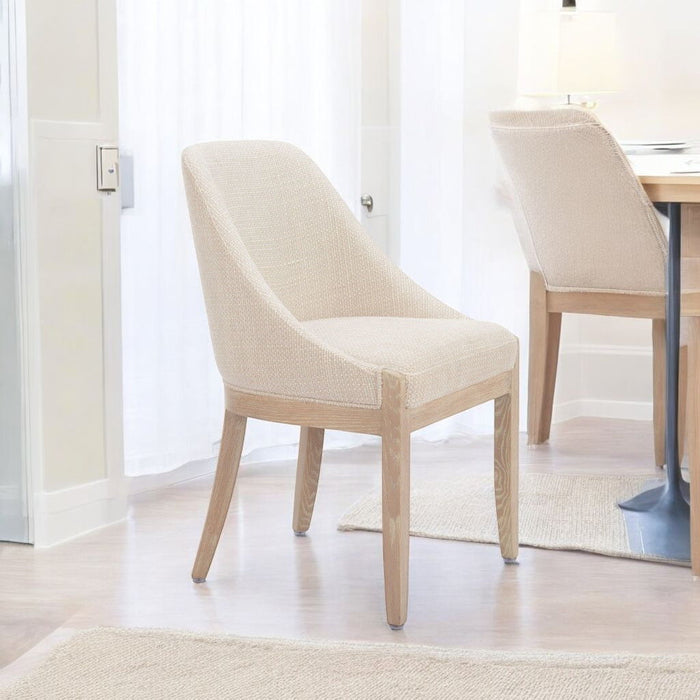 Upholstered Fabric Dining Side Chair - Beige / Natural