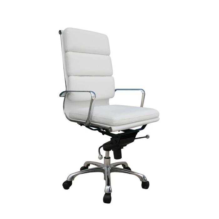 J & M Furniture Plush White High Back Office Chair