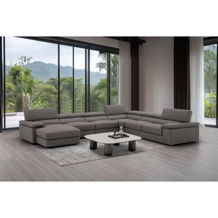 J & M Furniture Kobe Left Facing Leather Sectional in Truffle