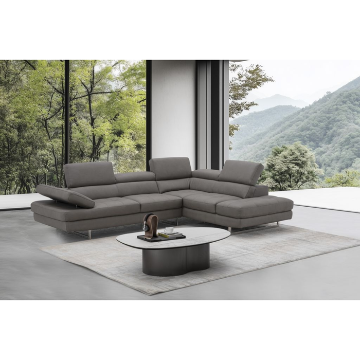 J & M Furniture A761 Italian Leather Sectional Truffle In Right Hand Facing