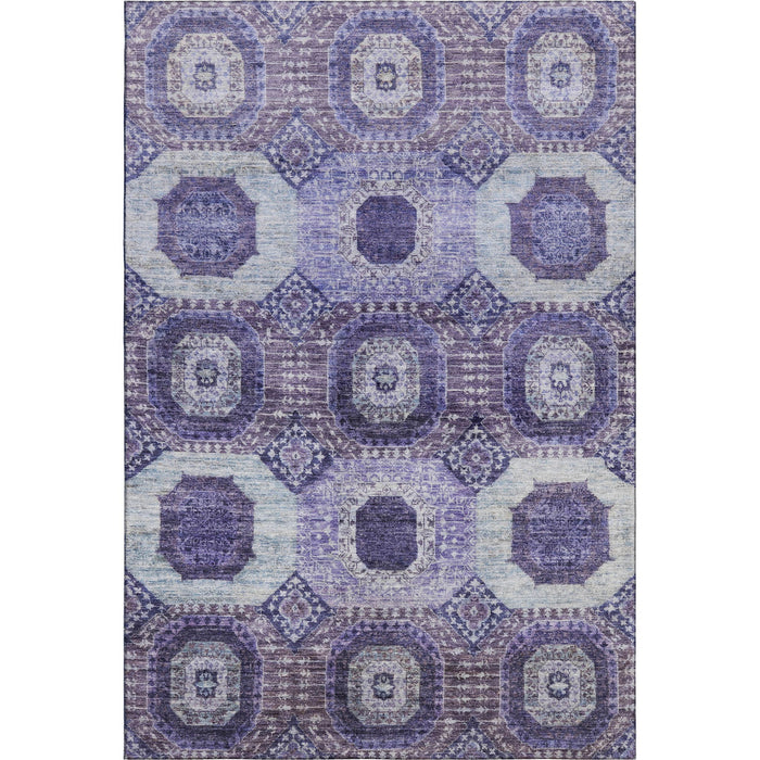 10' X 14' Abstract Geometric Washable Area Rug With UV Protection (708319) - Purple / Silver