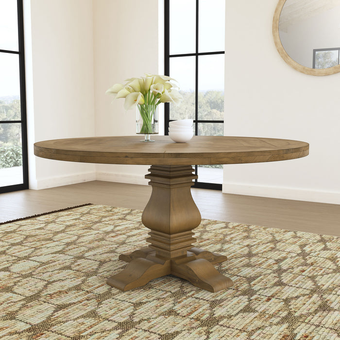 Florence Round 60-inch Wood Dining Table Rustic Honey