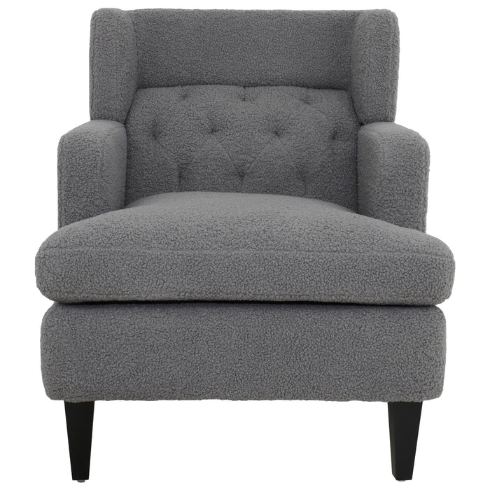 Giga upholstered accent armchair with tufted backrest, ideal for living room or bedroom decor.