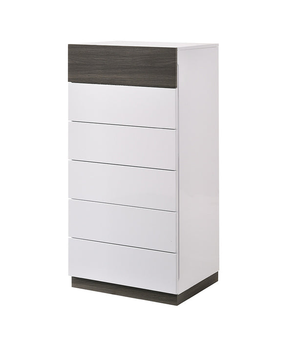 J & M Furniture Sanremo Chest in White, Walnut