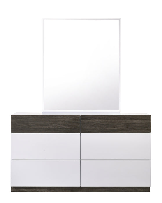 J & M Furniture Sanremo Dresser & Mirror in White, Walnut