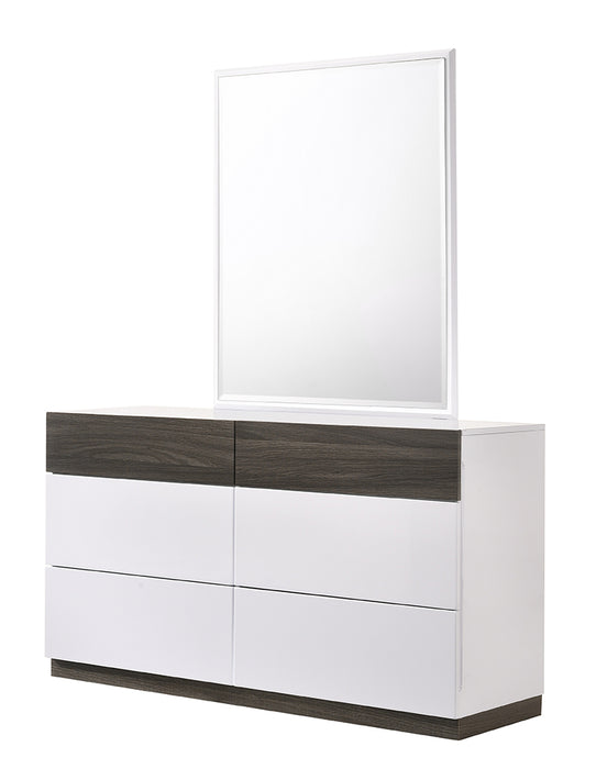 J & M Furniture Sanremo Dresser & Mirror in White, Walnut