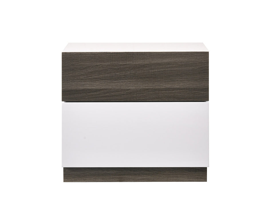 J & M Furniture Sanremo Nightstand in White, Walnut