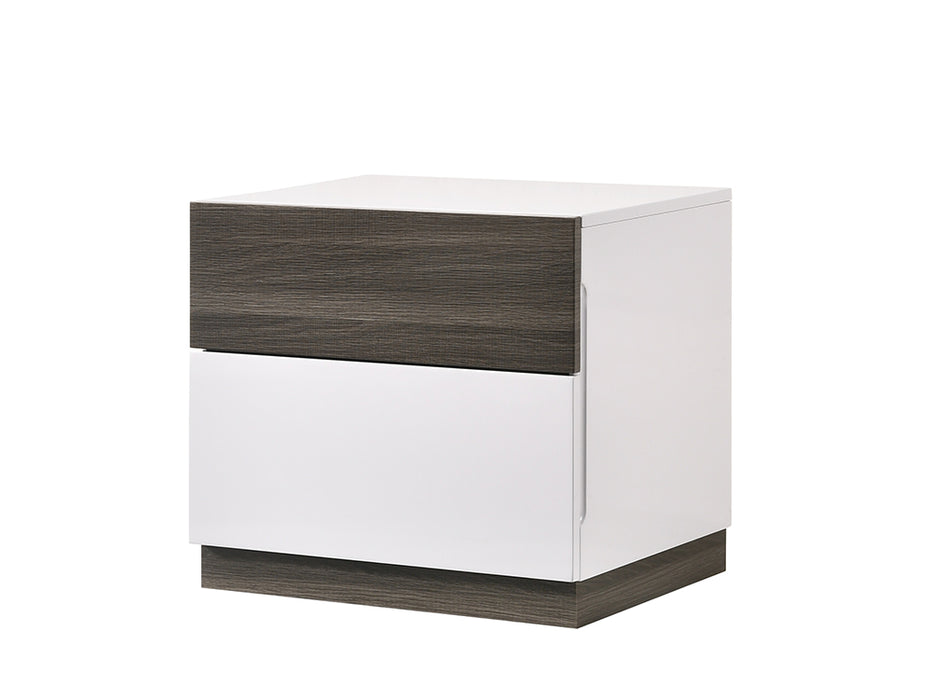 J & M Furniture Sanremo Nightstand in White, Walnut