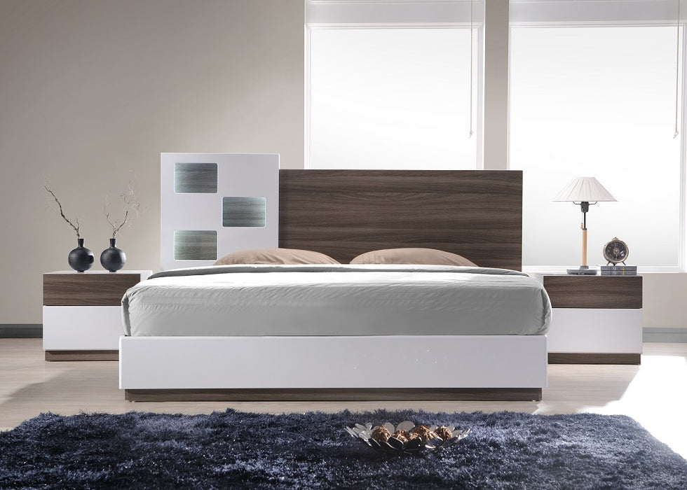 J & M Furniture Sanremo-A Queen Bed in White, Walnut