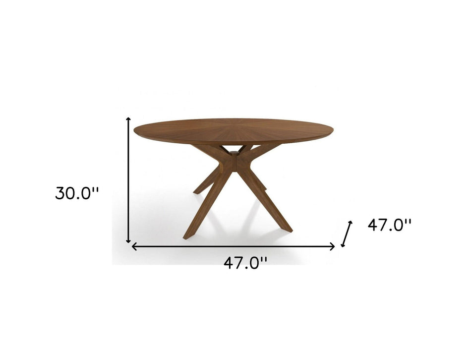 47" Rounded Solid Manufactured Wood Pedestal Base Dining Table - Brown