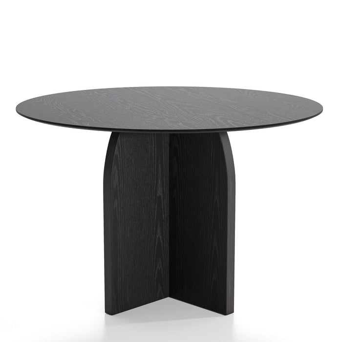 45" Solid Wood Pedestal Base Round Top Dining Table - Black