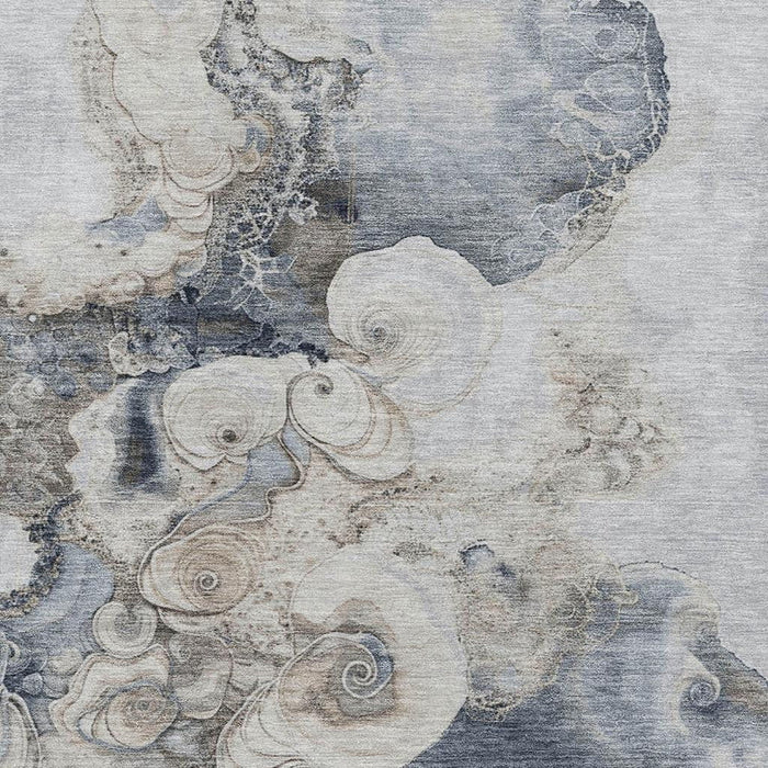 10' X 14' Abstract Washable Area Rug With UV Protection (706103) - Gray / Blue