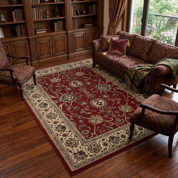 7' X 10' Oriental Area Rug (574355) - Red / Ivory