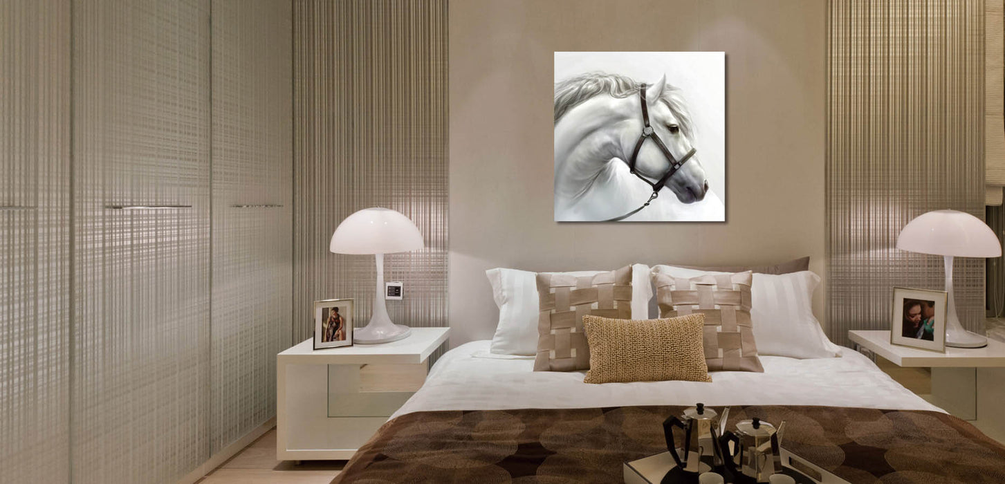 J & M Furniture Wall Art White Horse