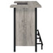 Grey driftwood Bellemore freestanding home bar wine cabinet by CoasterEssence with glass storage and wine rack.