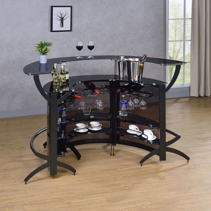 Dallas 3-piece Curved Freestanding Home Bar Set with Storage Black