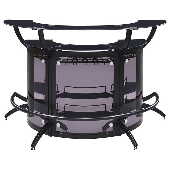 Dallas 3-piece Curved Freestanding Home Bar Set with Storage Black