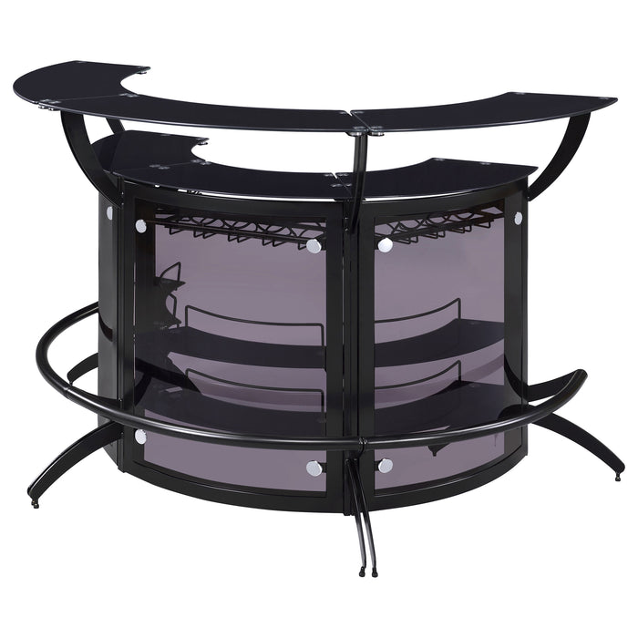 Dallas 3-piece Curved Freestanding Home Bar Set with Storage Black