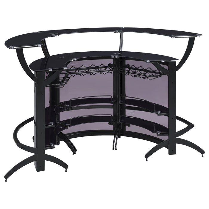 Dallas 3-piece Curved Freestanding Home Bar Set with Storage Black