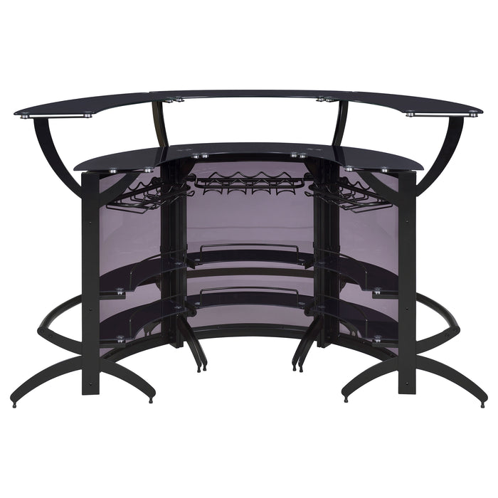 Dallas 3-piece Curved Freestanding Home Bar Set with Storage Black