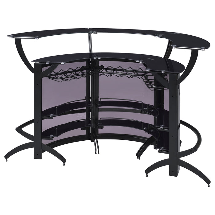 Dallas 3-piece Curved Freestanding Home Bar Set with Storage Black