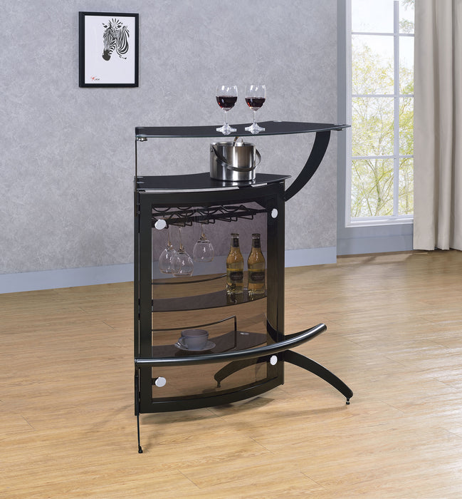 Dallas Curved Freestanding Home Bar Cabinet with Storage Black