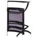 Black Dallas curved freestanding home bar cabinet by CoasterEssence with storage shelves and elegant design.