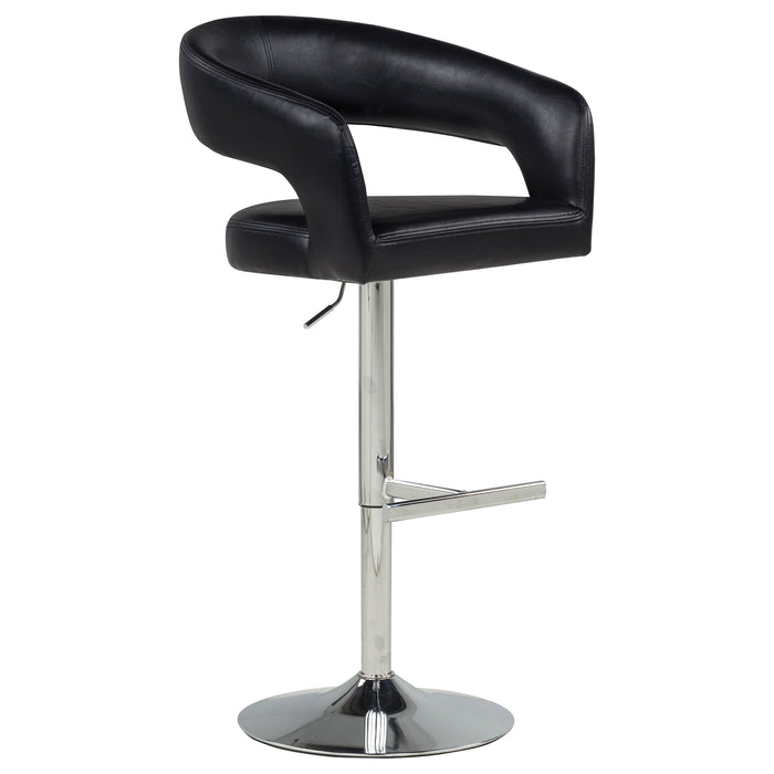 Travia black faux leather upholstered adjustable bar stool by CoasterEveryday