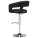 Travia black faux leather adjustable bar stool by CoasterEveryday with upholstered seat and backrest