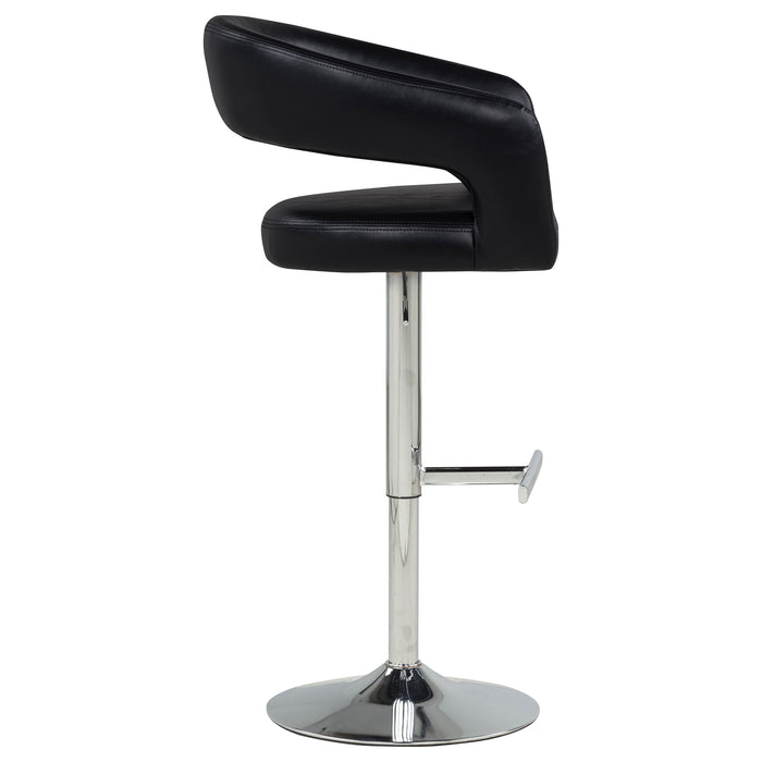 Travia faux leather upholstered adjustable bar stool in black by CoasterEveryday