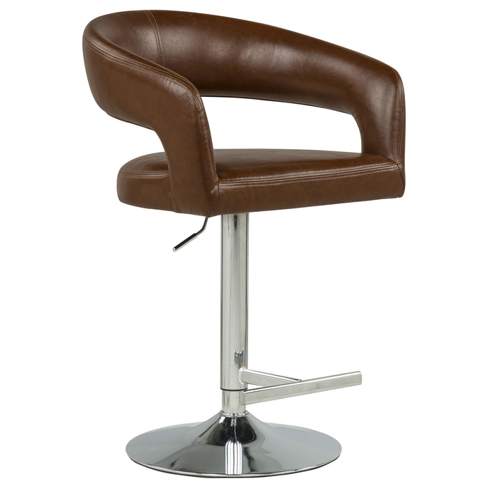 Travia CoasterEveryday faux leather upholstered adjustable bar stool in cocoa brown