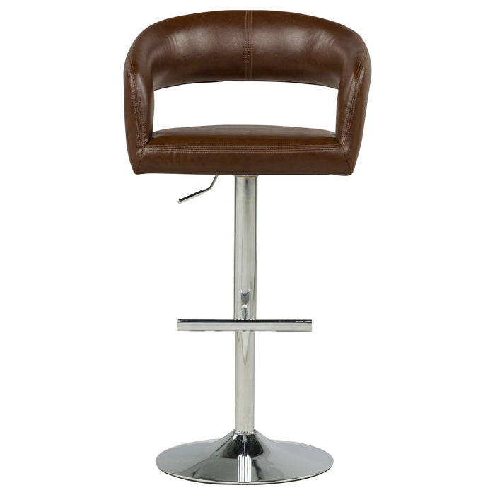 Cocoa brown Travia faux leather upholstered adjustable bar stool by CoasterEveryday