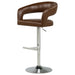 Travia cocoa brown faux leather adjustable bar stool by CoasterEveryday with upholstered seat and backrest
