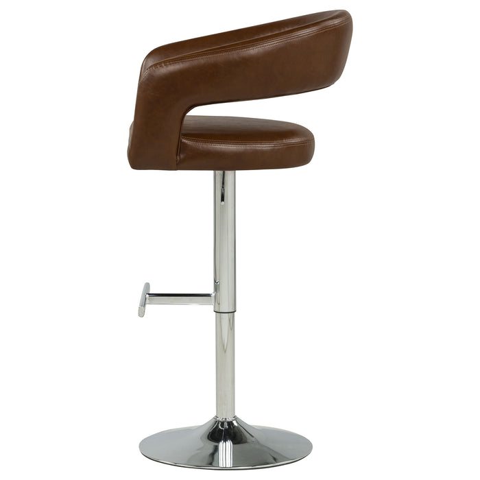 Travia Faux Leather Upholstered Adjustable Bar Stool Cocoa Brown