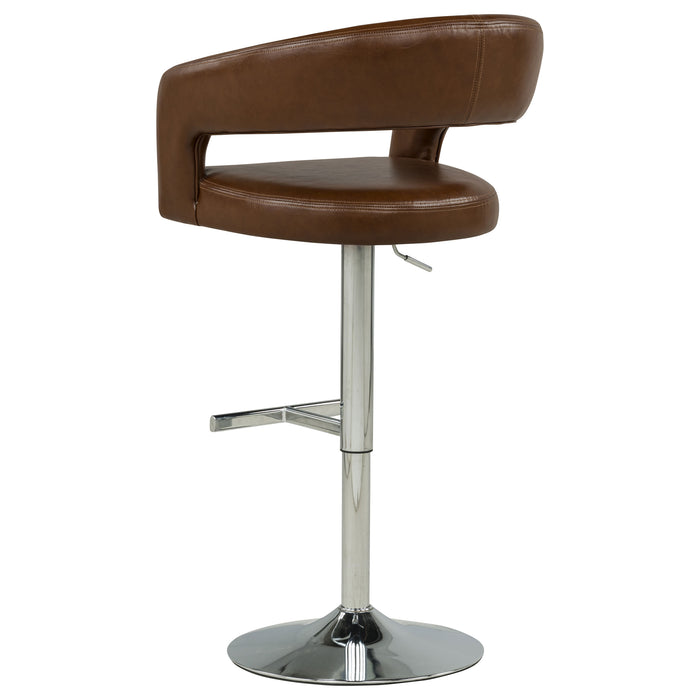Travia cocoa brown faux leather adjustable bar stool by CoasterEveryday