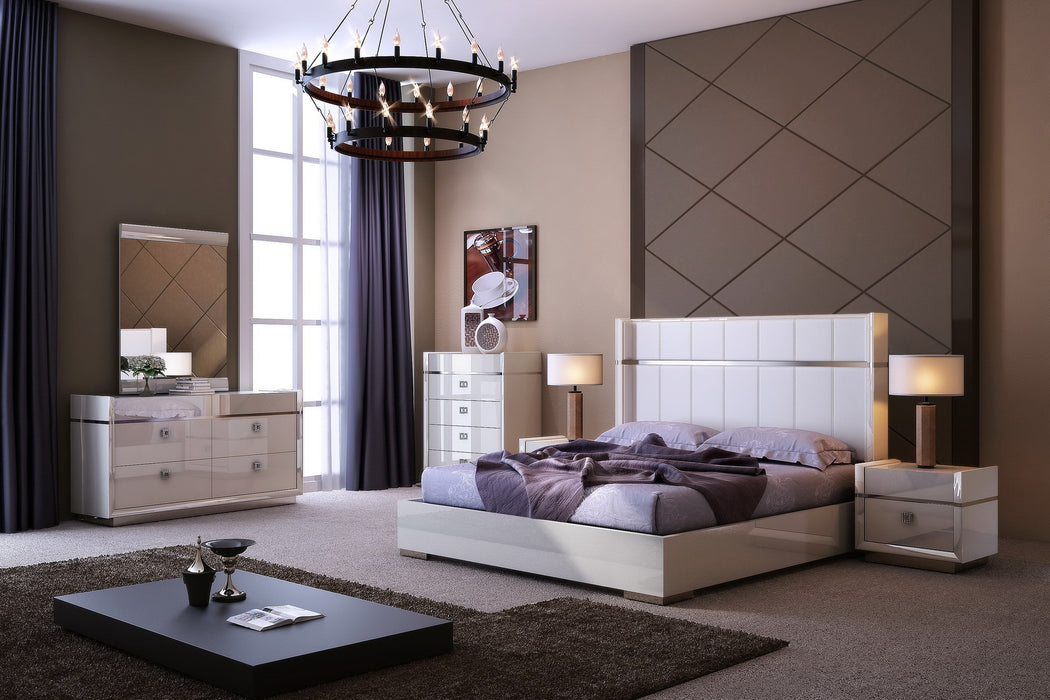 J & M Furniture Paris King Bed in Light Grey