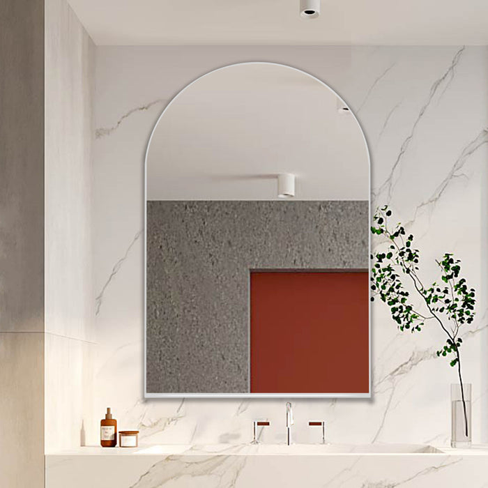 Giga arched recessed metal bathroom medicine cabinet with mirror and adjustable shelves, wall-mounted storage for bathroom organization