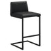 CoasterEveryday Vardon black genuine leather bar stools, set of 2, with padded seats and backrests
