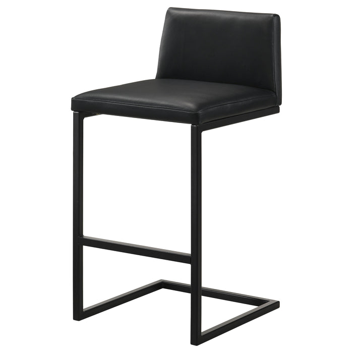 Vardon Genuine Leather black bar stool set of 2 by CoasterEveryday