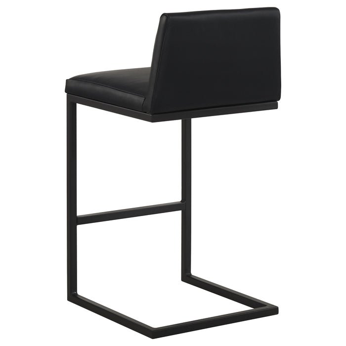 Vardon black genuine leather bar stool set of 2 by CoasterEveryday