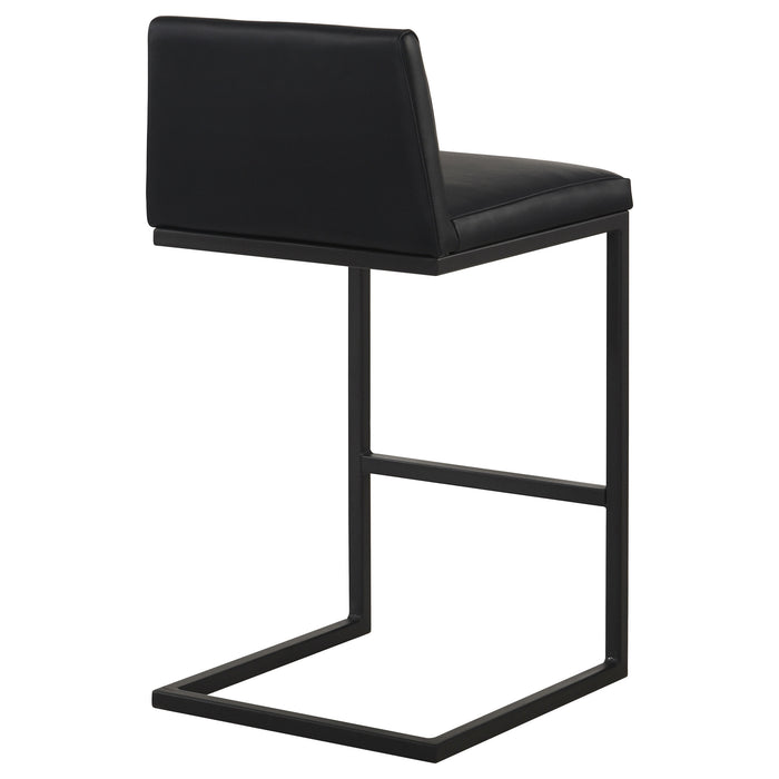 Vardon black genuine leather bar stool set of 2 by CoasterEveryday
