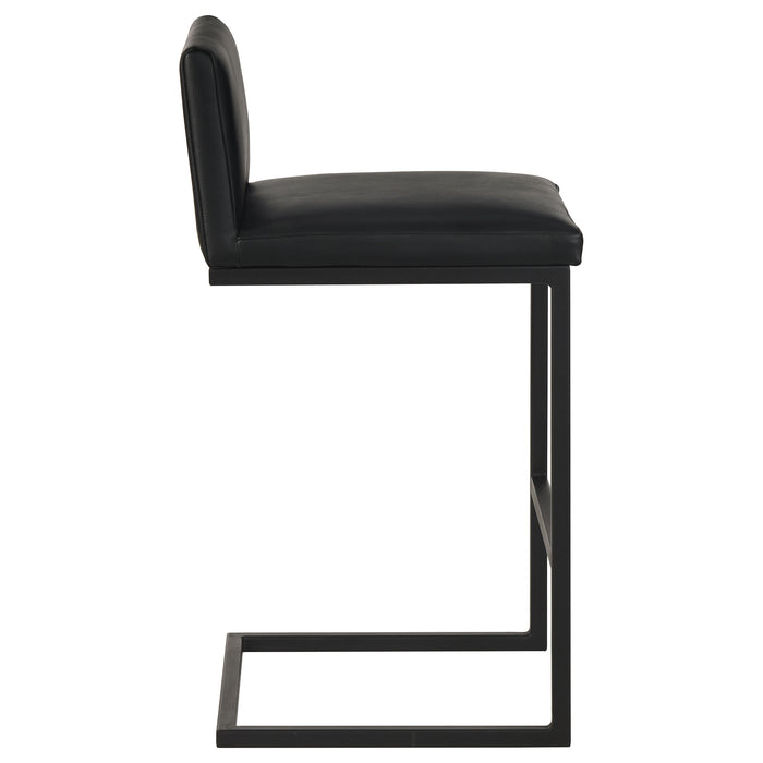 Vardon black genuine leather bar stools by CoasterEveryday, set of 2 with upholstered seats and backrests