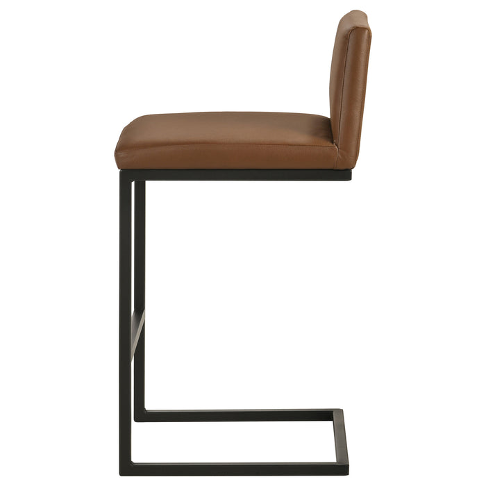 Vardon Genuine Leather Bar Stool set of 2 in dark brown by CoasterEveryday