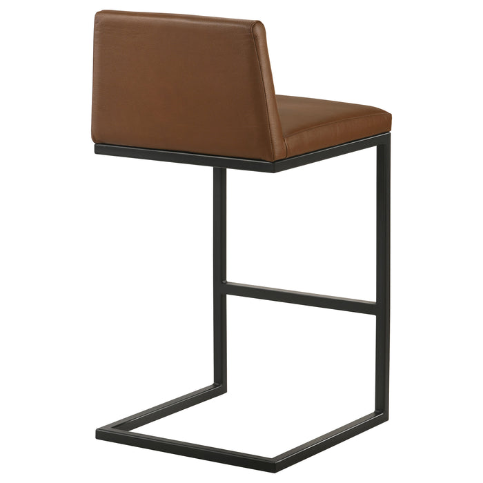 Vardon CoasterEveryday dark brown genuine leather bar stools, set of 2