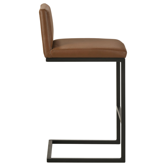 Vardon Genuine Leather dark brown bar stool set of 2 by CoasterEveryday