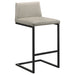 Set of two Vardon genuine leather bar stools in tan with black metal legs, stylish furniture from CoasterEveryday
