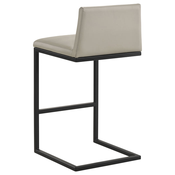 CoasterEveryday Vardon tan genuine leather bar stools, set of 2, with curved backs and sturdy frames