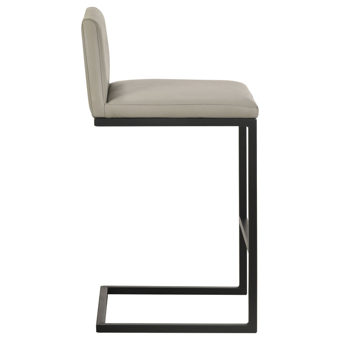 CoasterEveryday Vardon tan genuine leather bar stools, set of 2, with padded seats and backrests