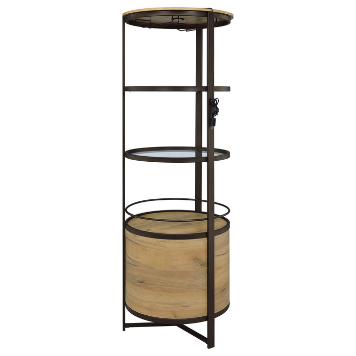Ritter round LED bar wine storage cabinet in rustic oak by CoasterEveryday