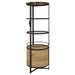 Ritter round LED bar wine storage cabinet in rustic oak by CoasterEveryday